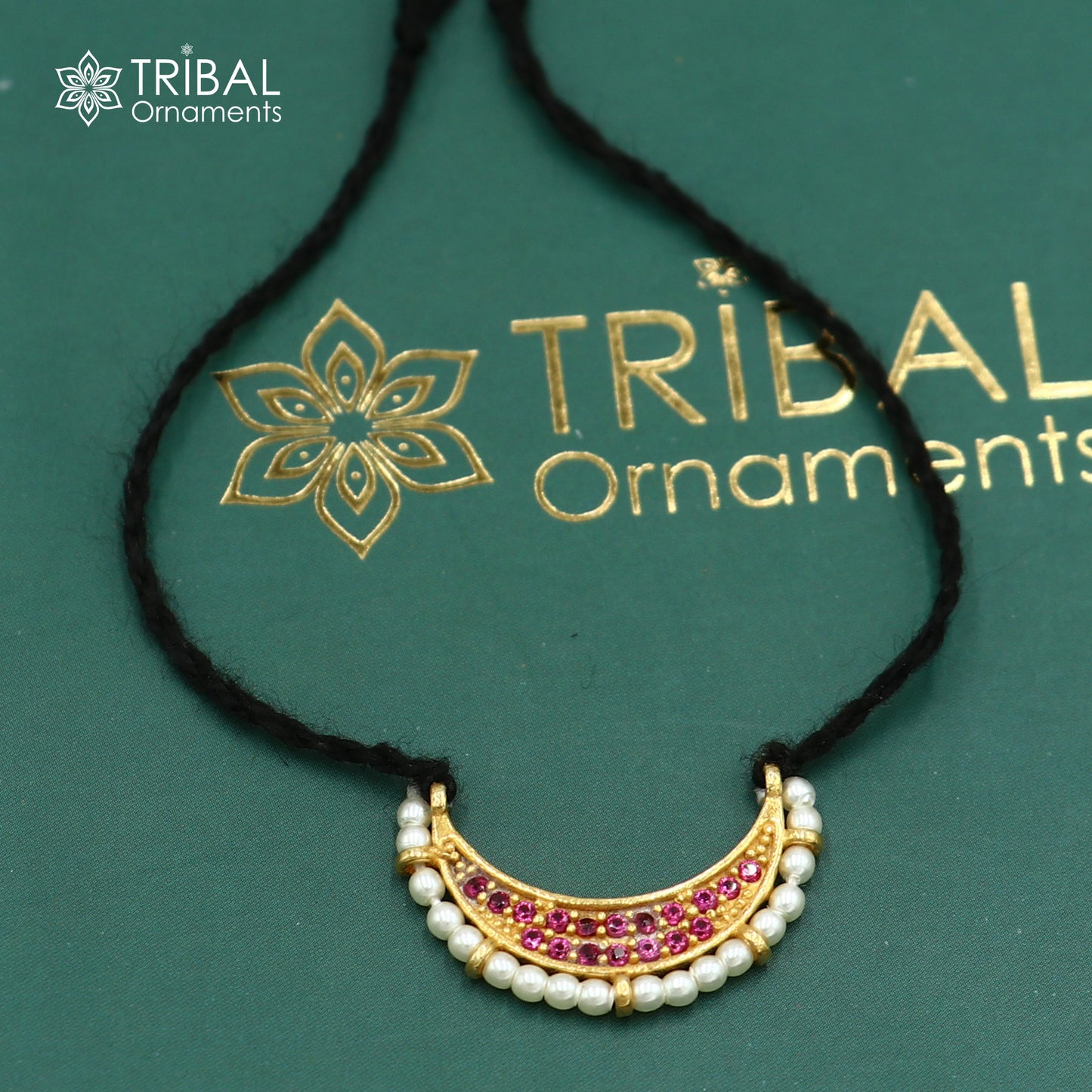 925 sterling silver pearl style necklace for idols or god statues gold polished jewelry set780 - TRIBAL ORNAMENTS