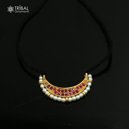 925 sterling silver pearl style necklace for idols or god statues gold polished jewelry set780 - TRIBAL ORNAMENTS