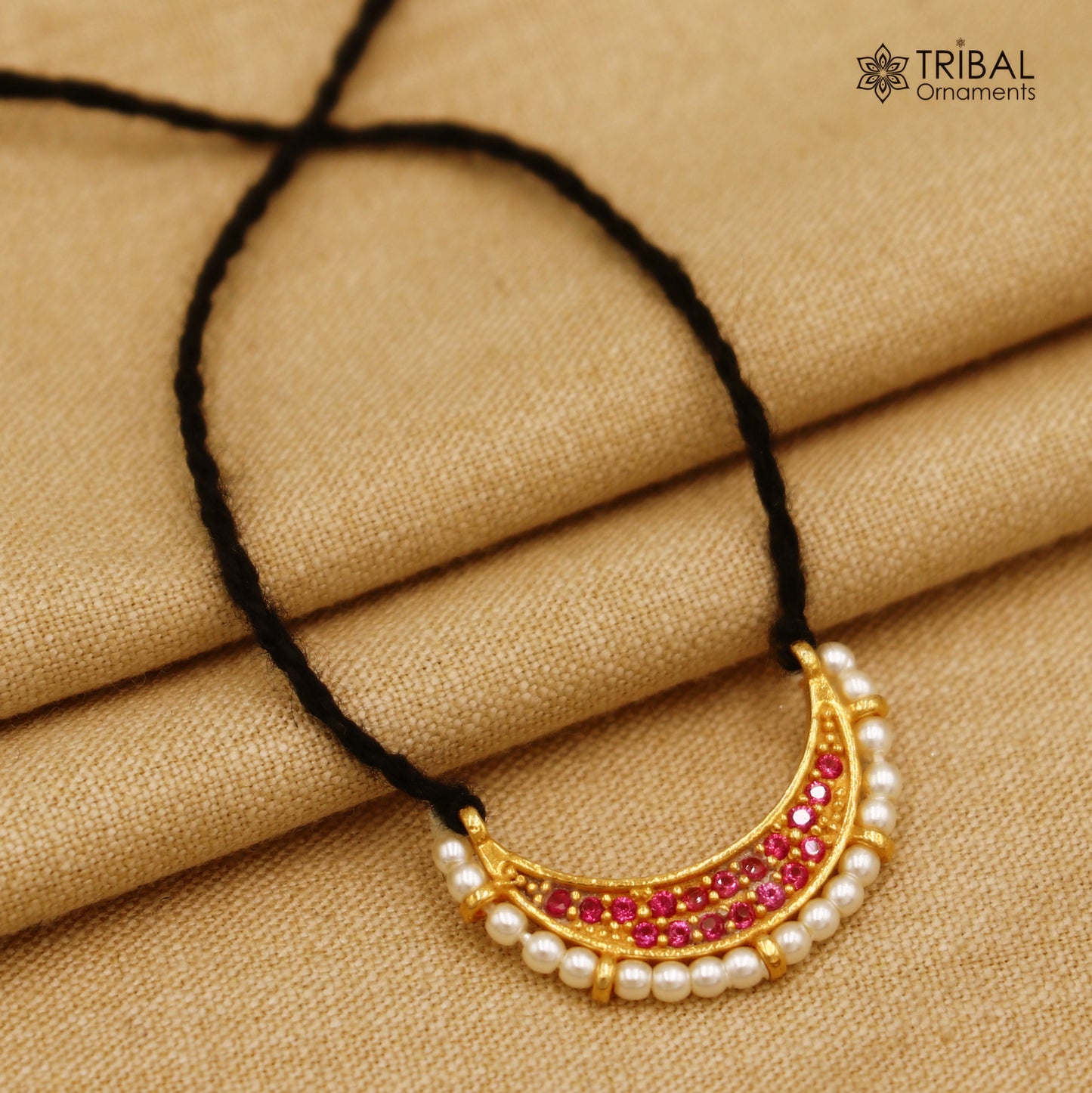 925 sterling silver pearl style necklace for idols or god statues gold polished jewelry set780 - TRIBAL ORNAMENTS