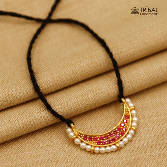 925 sterling silver pearl style necklace for idols or god statues gold polished jewelry set780 - TRIBAL ORNAMENTS