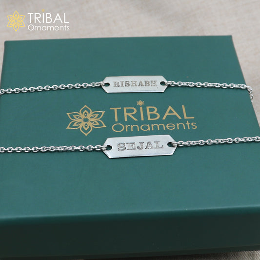 925 sterling silver Personalized Paperclip Link Chain adjustable Bracelet Perfect for Every Bond sbr770 - TRIBAL ORNAMENTS