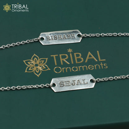 925 sterling silver Personalized Paperclip Link Chain adjustable Bracelet Perfect for Every Bond sbr770 - TRIBAL ORNAMENTS