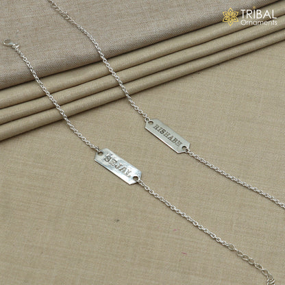 925 sterling silver Personalized Paperclip Link Chain adjustable Bracelet Perfect for Every Bond sbr770 - TRIBAL ORNAMENTS