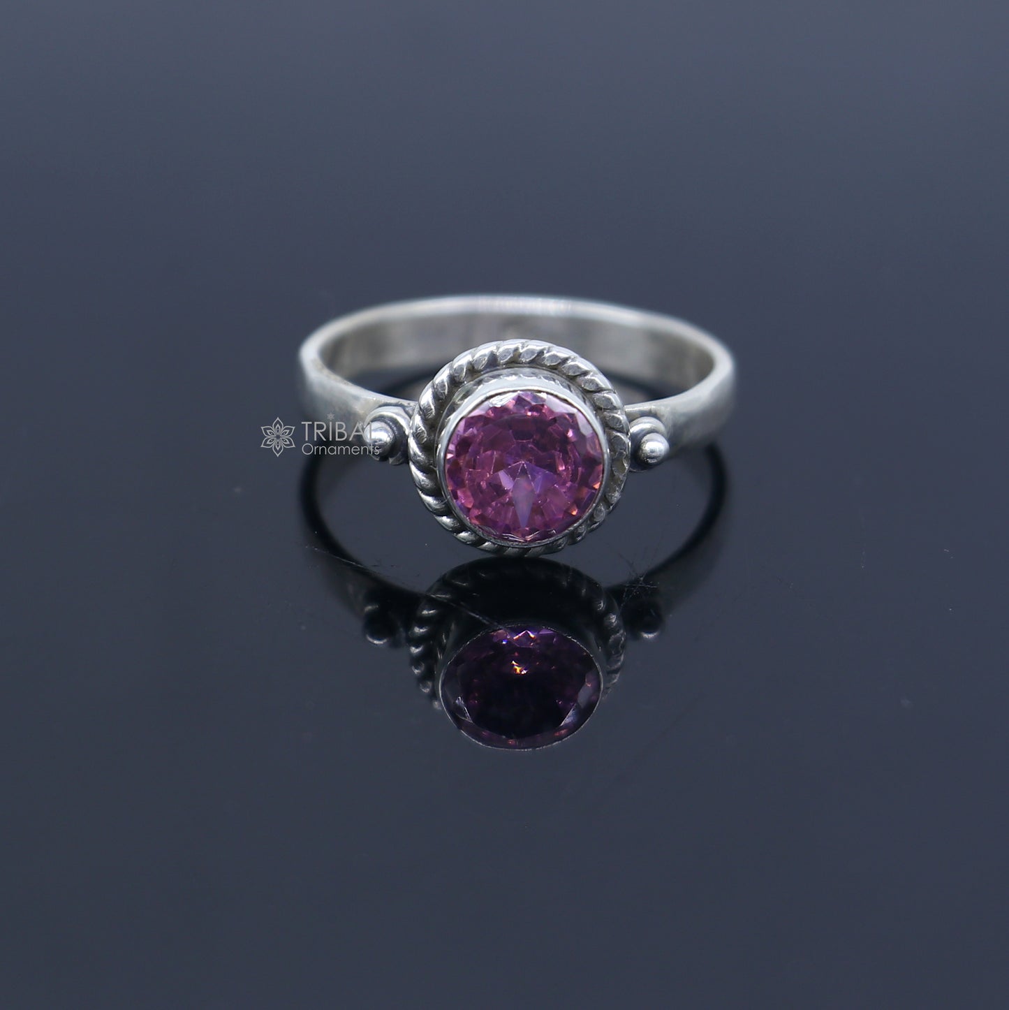 925 sterling silver pink colour stone ring Jewelry sr734 - TRIBAL ORNAMENTS