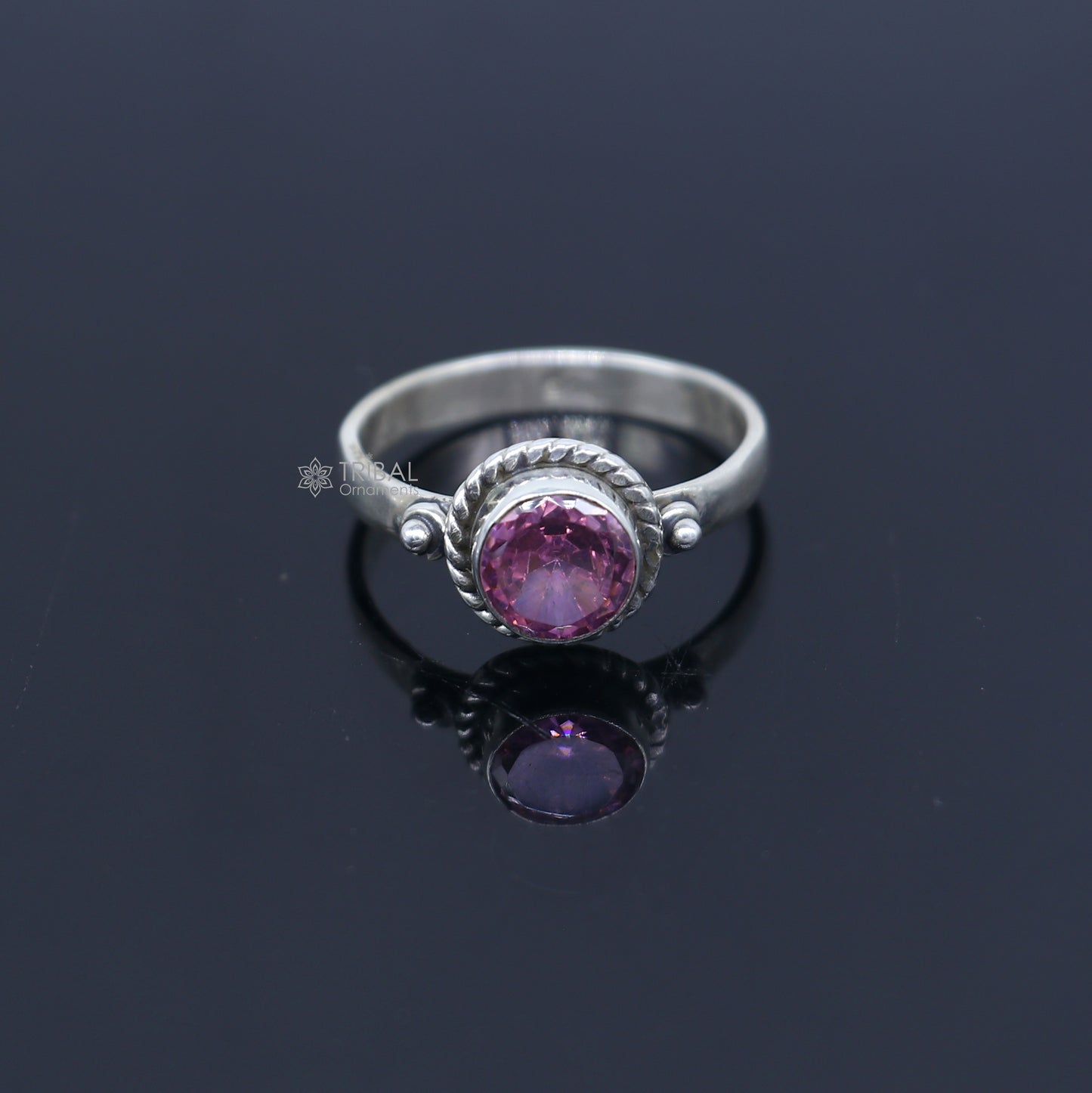 925 sterling silver pink colour stone ring Jewelry sr734 - TRIBAL ORNAMENTS