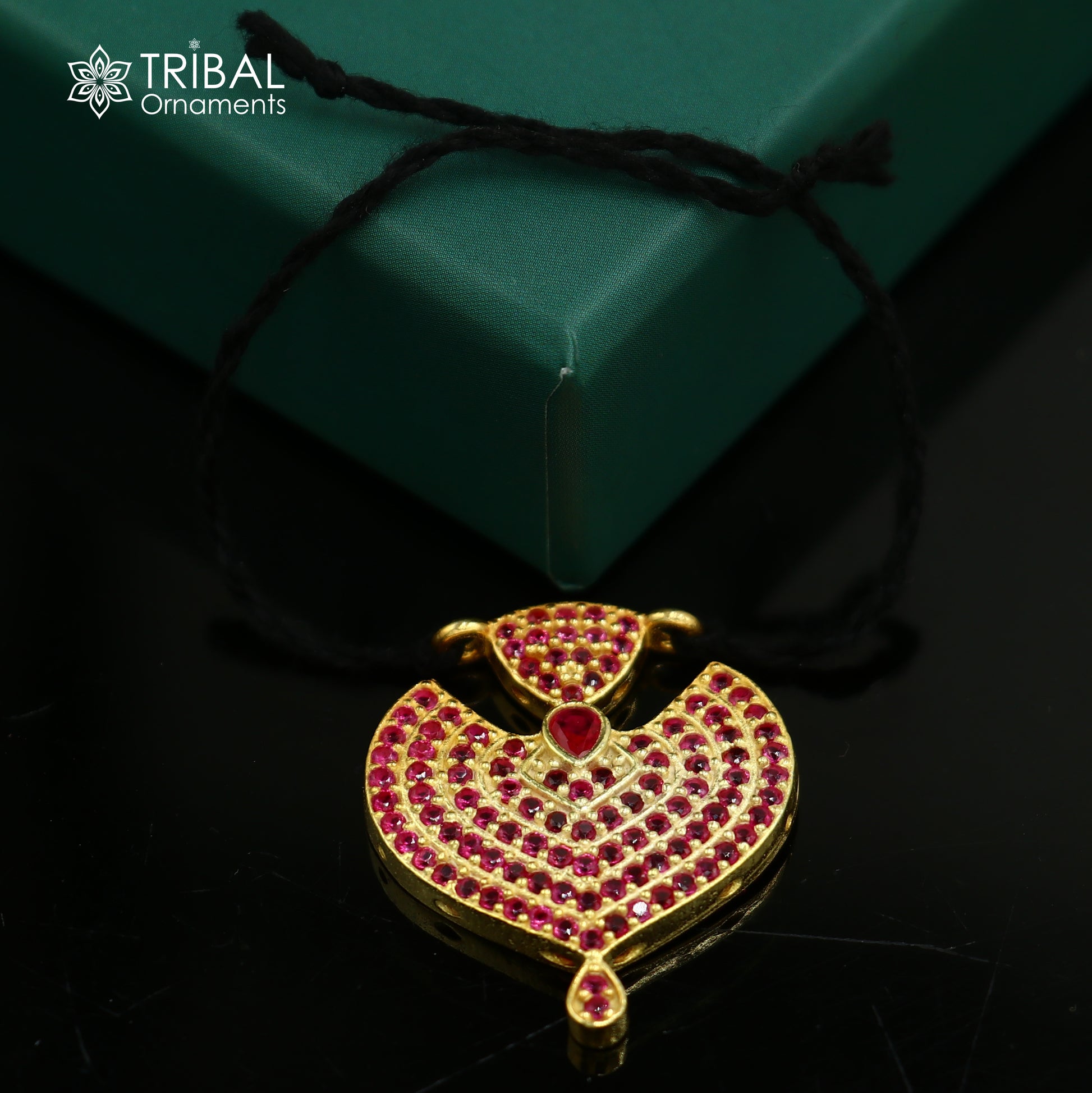 925 sterling silver pink stone style necklace for idols or god statues gold polished jewelry set774 - TRIBAL ORNAMENTS