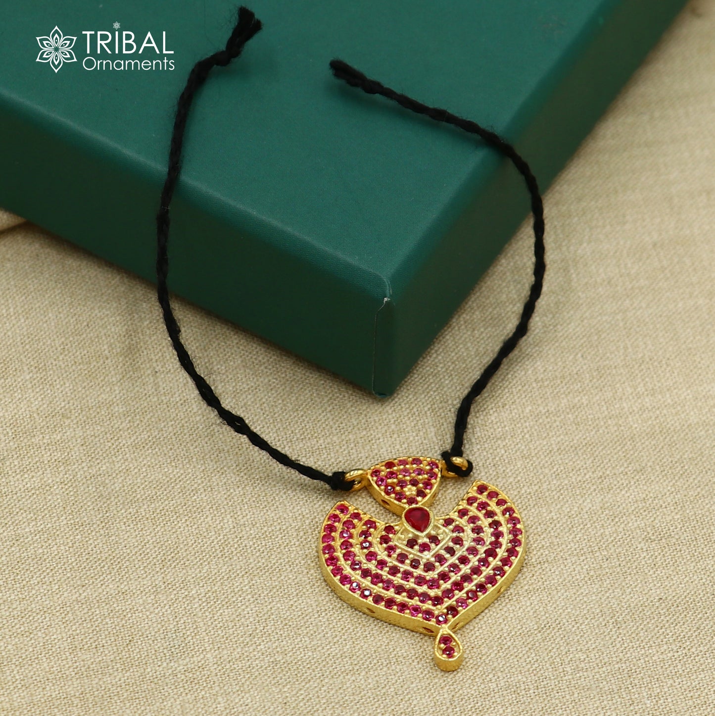 925 sterling silver pink stone style necklace for idols or god statues gold polished jewelry set774 - TRIBAL ORNAMENTS