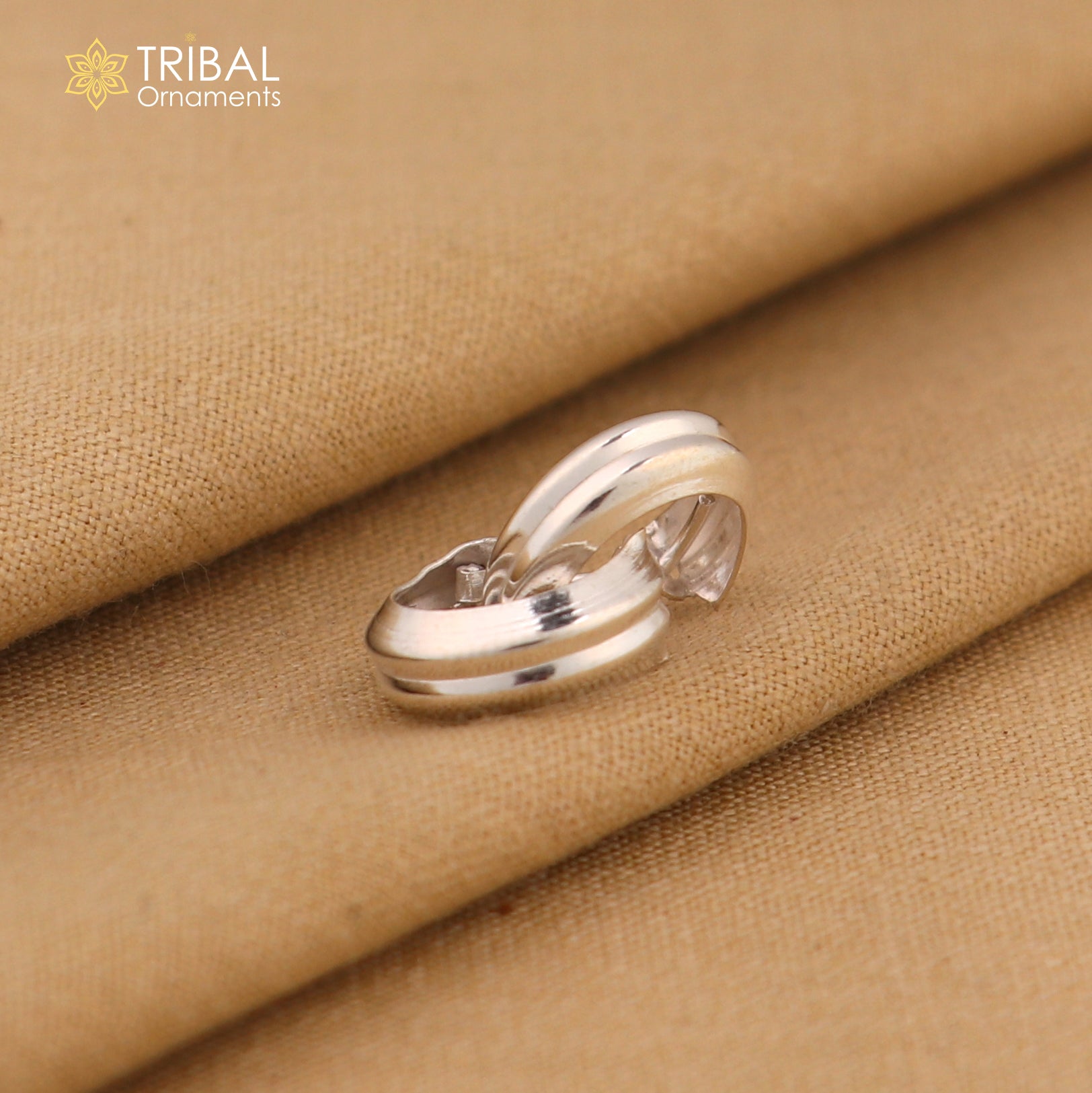 925 sterling silver plain 2 line bali hoops earrings, tribal ethnic jewelry er232 - TRIBAL ORNAMENTS