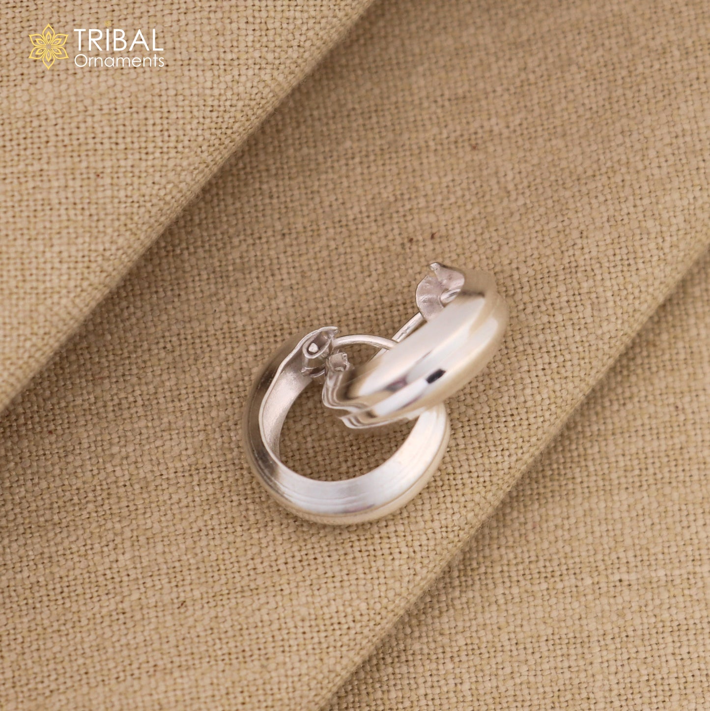 925 sterling silver plain 2 line bali hoops earrings, tribal ethnic jewelry er232 - TRIBAL ORNAMENTS