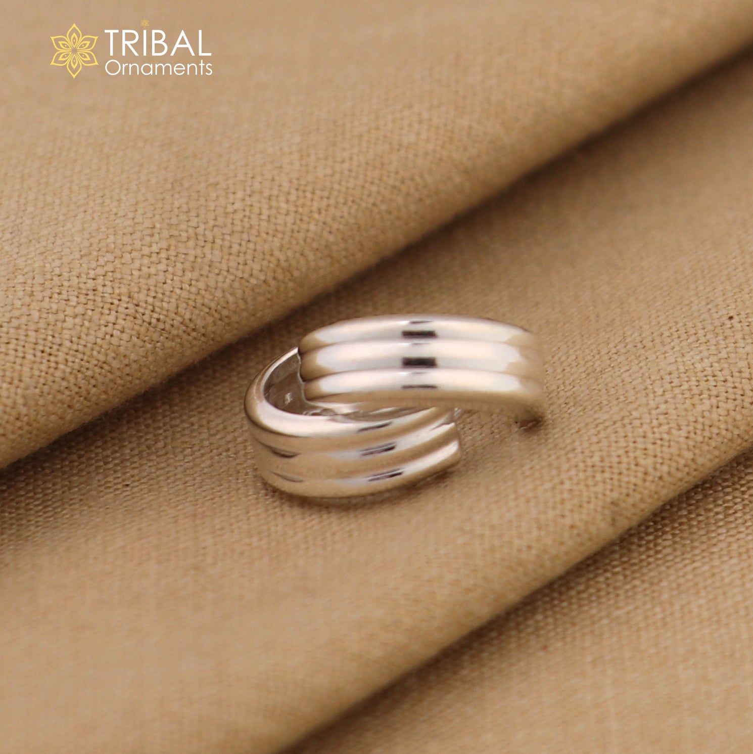 925 sterling silver plain 3 line bali hoops earrings, tribal ethnic jewelry er230 - TRIBAL ORNAMENTS