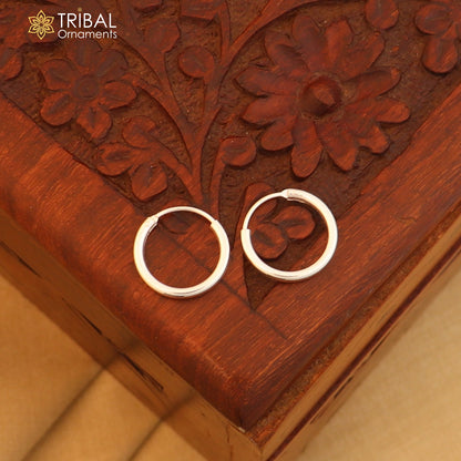 925 sterling silver Bali hoops earrings with a simple, tribal design, perfect for ethnic jewelry styles.