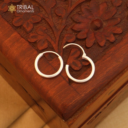 925 sterling silver Bali hoops earrings featuring a simple tribal design, crafted by TRIBAL ORNAMENTS.