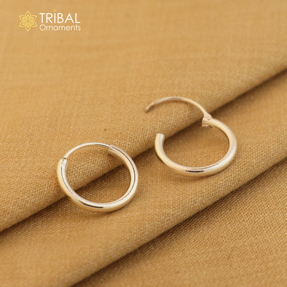 925 sterling silver Bali hoops earrings featuring simple tribal design, crafted by TRIBAL ORNAMENTS for ethnic jewelry style