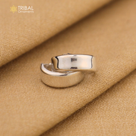 925 sterling silver plain bali hoops earrings, tribal ethnic jewelry er231 - TRIBAL ORNAMENTS