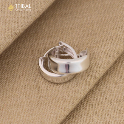 925 sterling silver plain bali hoops earrings, tribal ethnic jewelry er231 - TRIBAL ORNAMENTS