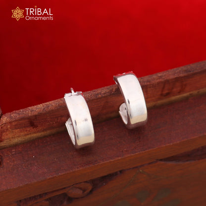 925 sterling silver plain bali hoops earrings, tribal ethnic jewelry er231 - TRIBAL ORNAMENTS