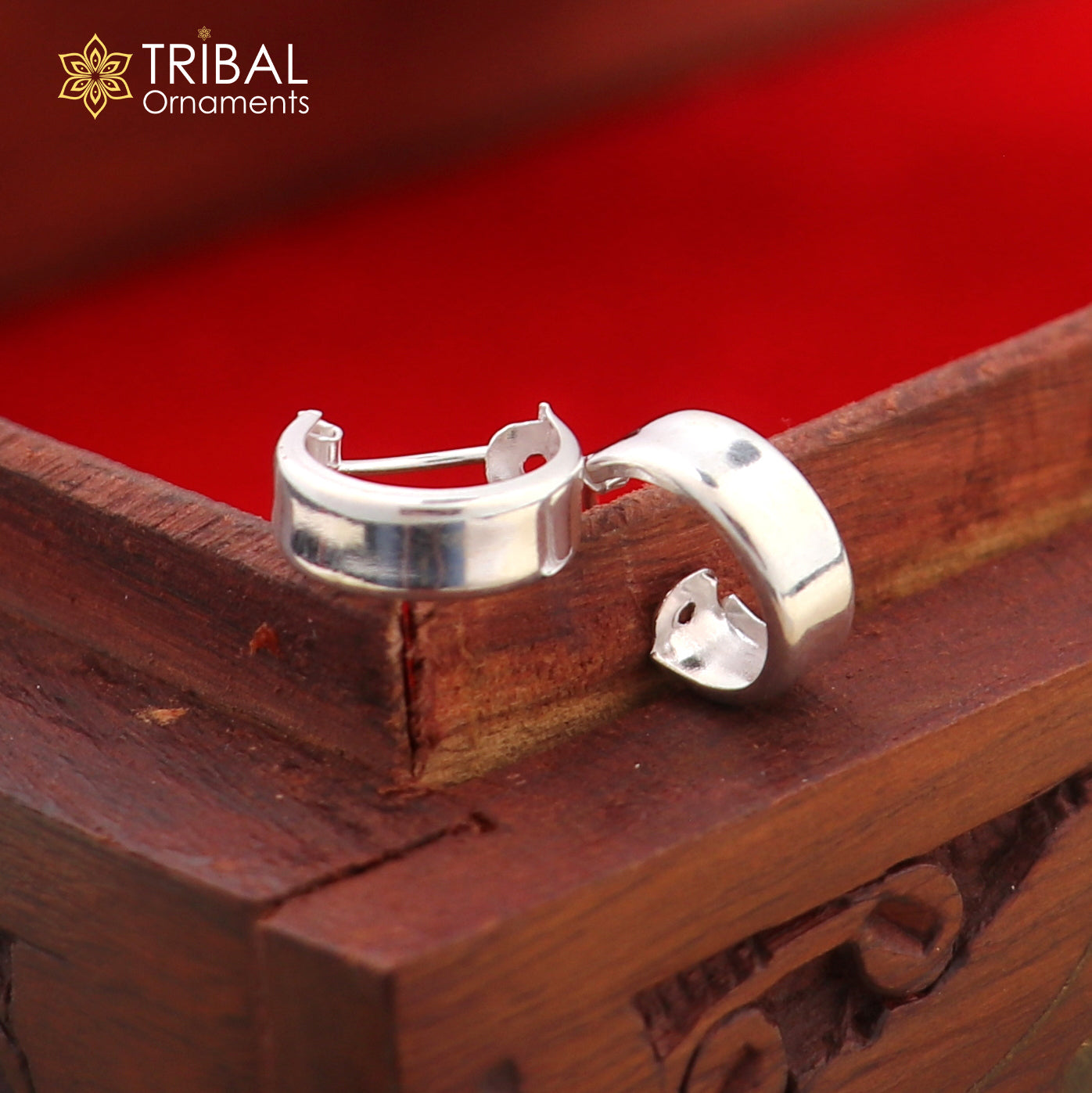 925 sterling silver plain bali hoops earrings, tribal ethnic jewelry er231 - TRIBAL ORNAMENTS