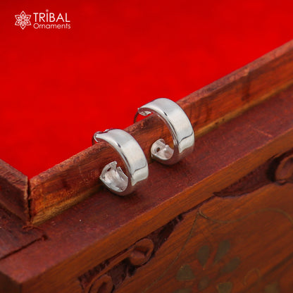 925 sterling silver plain bali hoops earrings, tribal ethnic jewelry er231 - TRIBAL ORNAMENTS