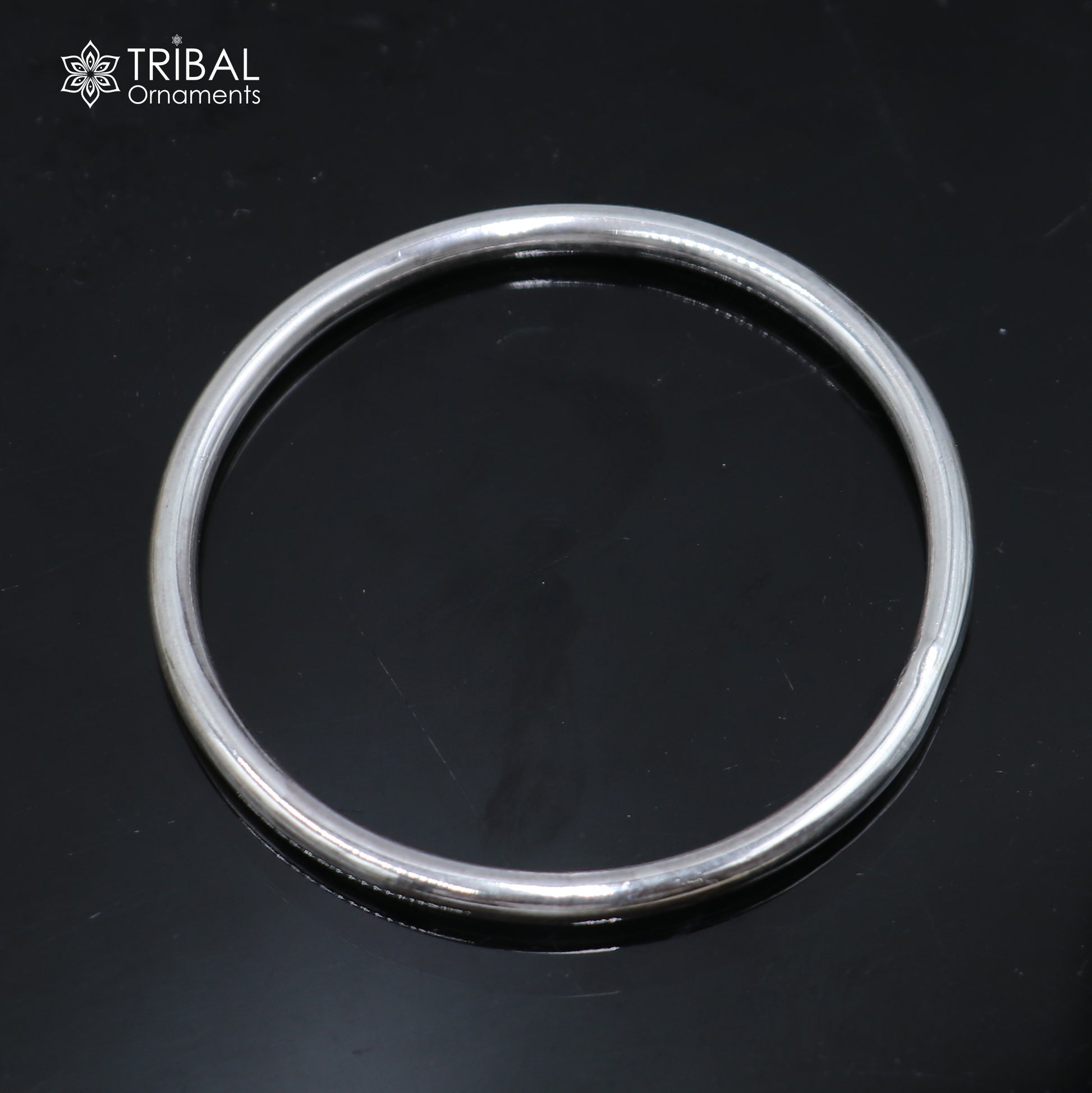 925 Sterling silver plain bangle kada for kids jewelry bbk218 - TRIBAL ORNAMENTS