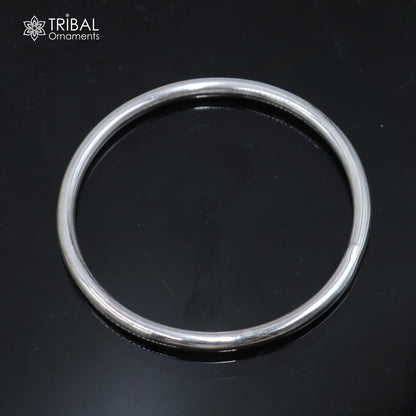925 Sterling silver plain bangle kada for kids jewelry bbk218 - TRIBAL ORNAMENTS