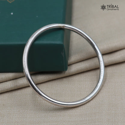 925 Sterling silver plain bangle kada for kids jewelry bbk218 - TRIBAL ORNAMENTS