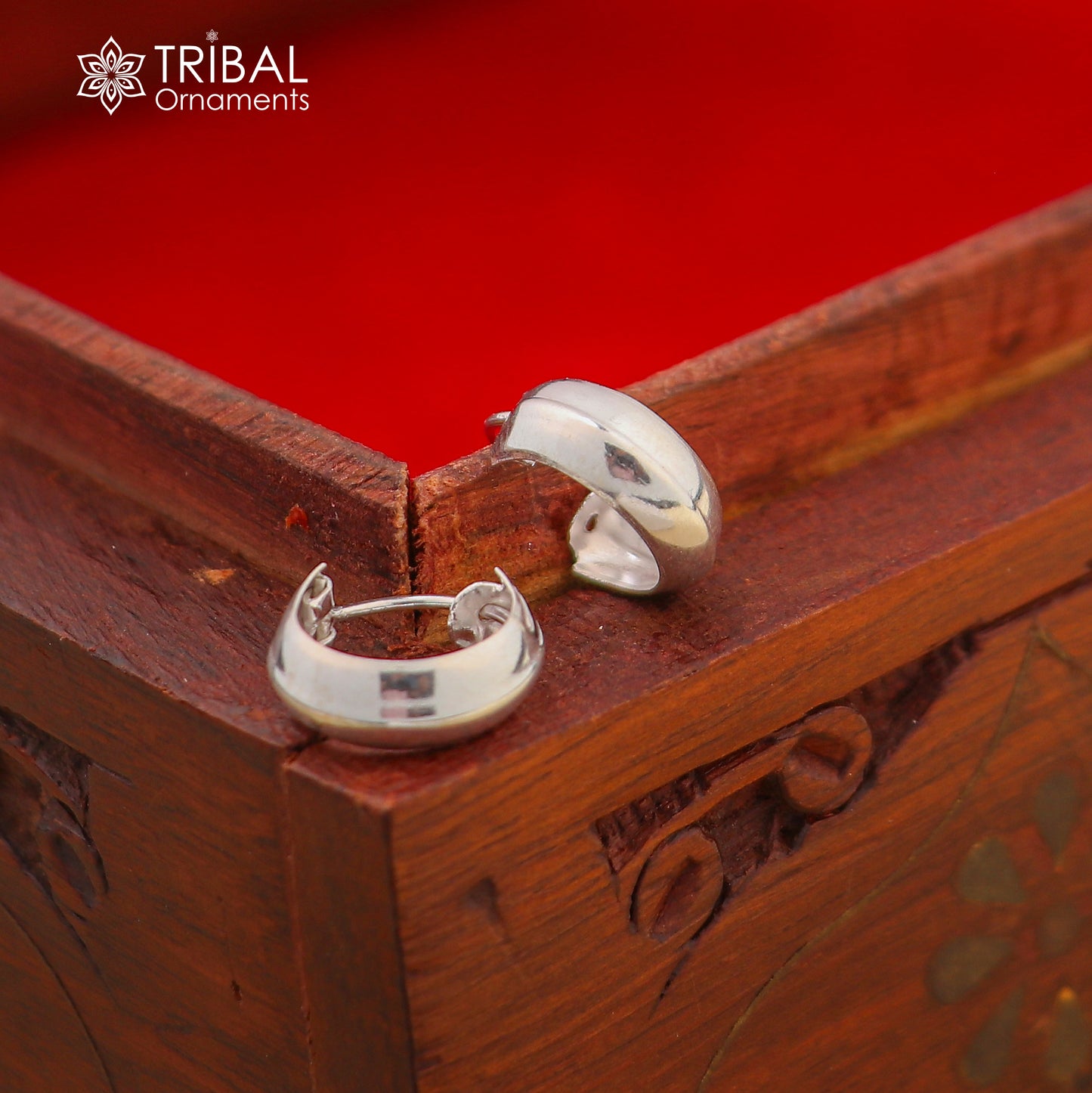 925 sterling silver plain d shape  bali hoops earrings, tribal ethnic jewelry er233 - TRIBAL ORNAMENTS