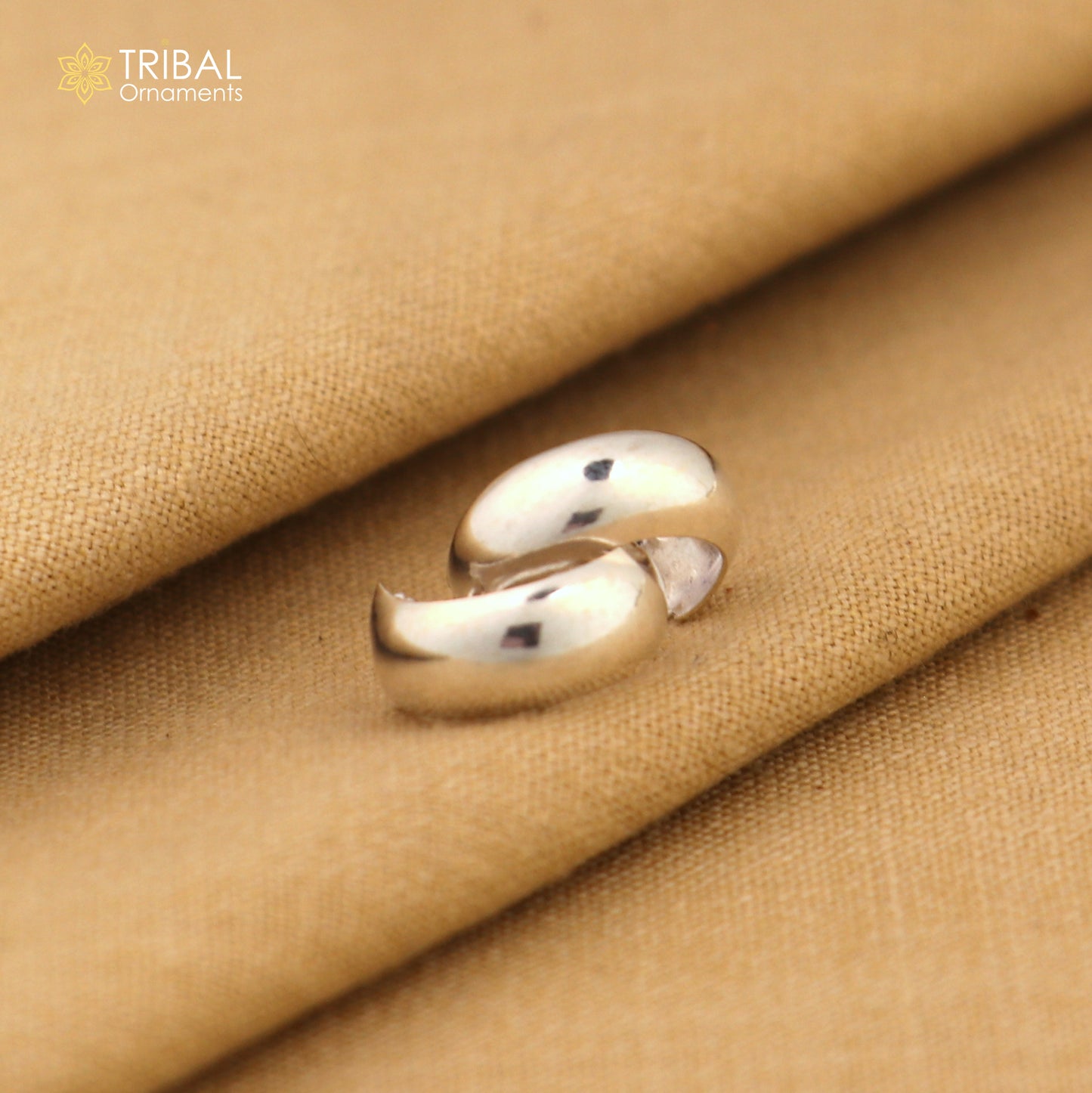 925 sterling silver plain d shape bali hoops earrings, tribal ethnic jewelry er234 - TRIBAL ORNAMENTS