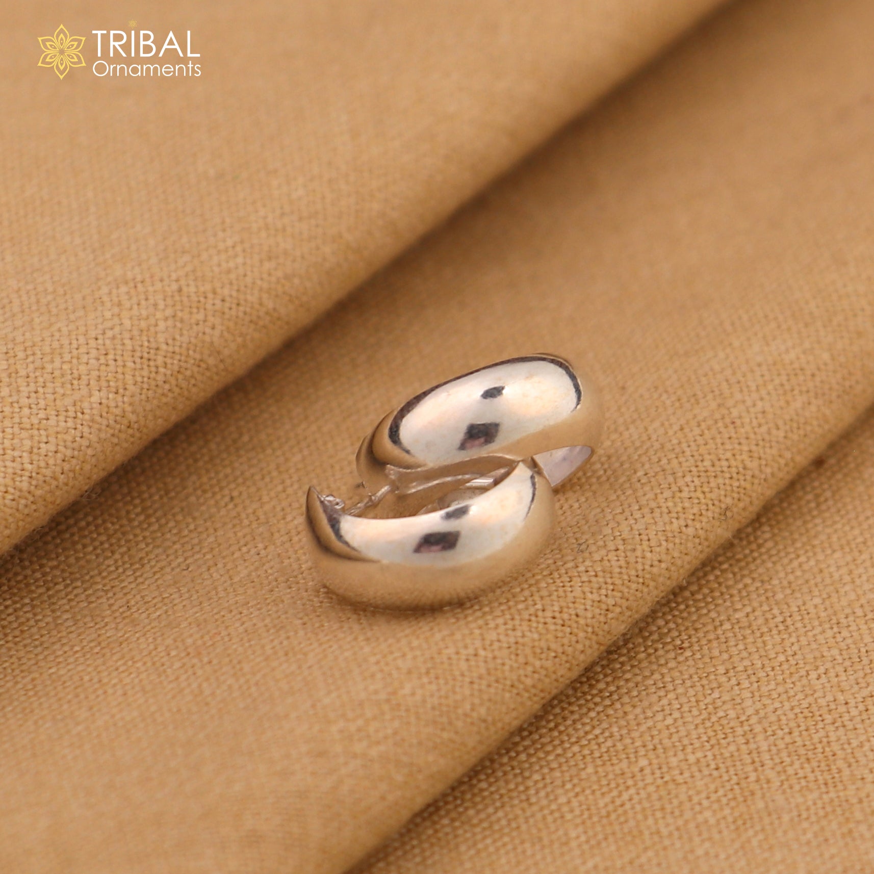 925 sterling silver plain d shape bali hoops earrings, tribal ethnic jewelry er234 - TRIBAL ORNAMENTS