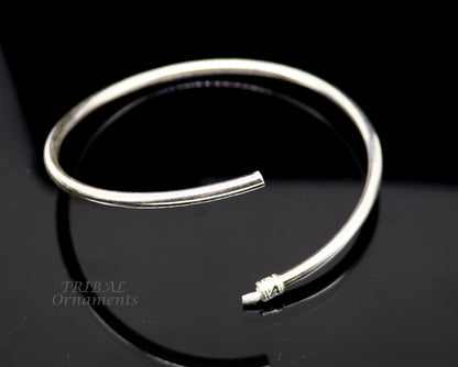 3.5" diameter 925 Sterling silver Handmade plain design indian traditional women's foot kada anklets kada pair tribal jewelry nsfk075 - TRIBAL ORNAMENTS