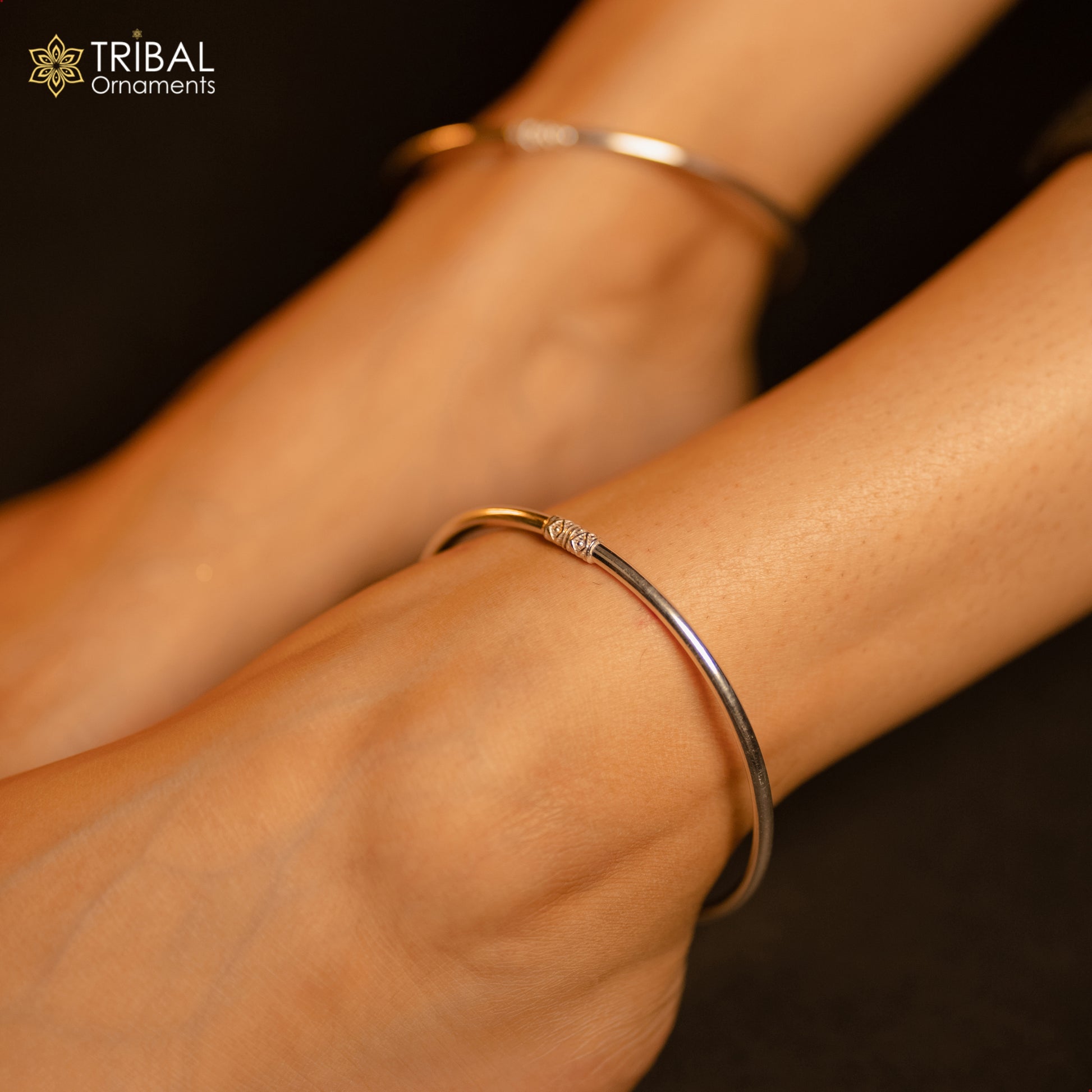 925 Sterling silver plain design Indian traditional women's foot anklets kada tribal jewelry nsfk075 - TRIBAL ORNAMENTS