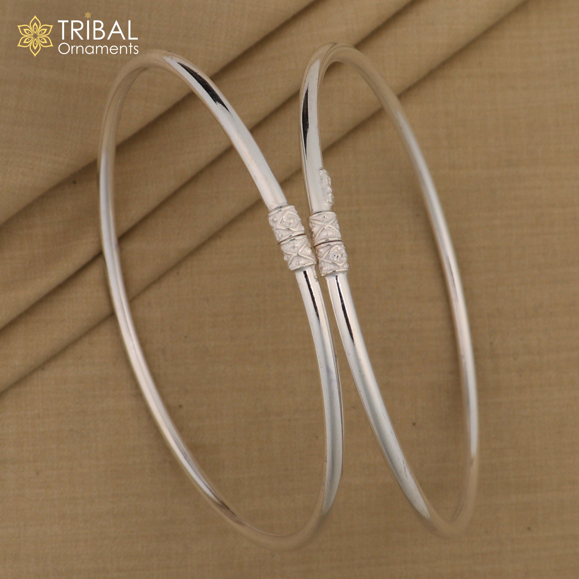 925 Sterling silver plain design Indian traditional women's foot anklets kada tribal jewelry nsfk075 - TRIBAL ORNAMENTS