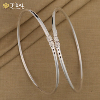 925 Sterling silver plain design Indian traditional women's foot anklets kada tribal jewelry nsfk075 - TRIBAL ORNAMENTS