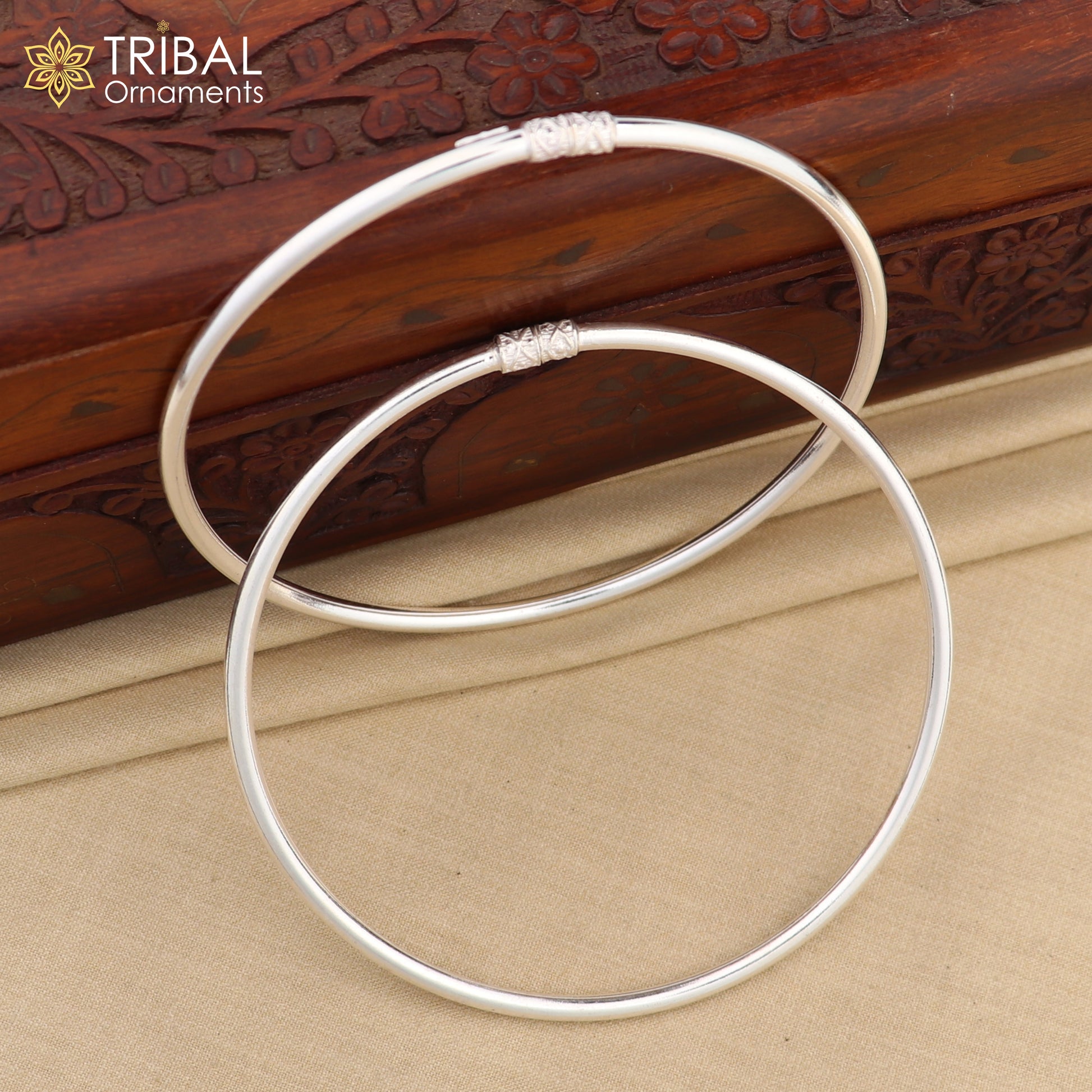 925 Sterling silver plain design Indian traditional women's foot anklets kada tribal jewelry nsfk075 - TRIBAL ORNAMENTS