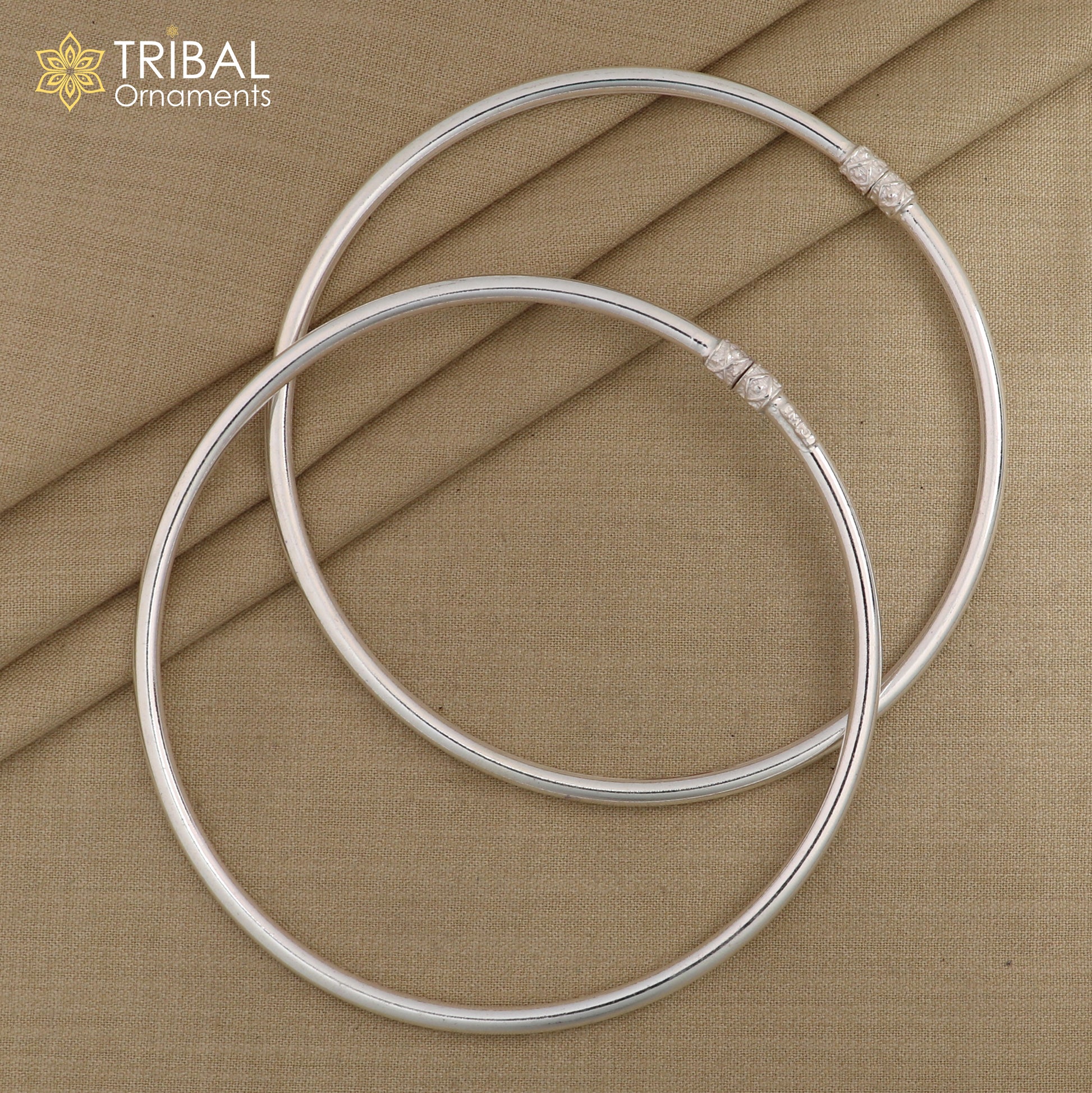 925 Sterling silver plain design Indian traditional women's foot anklets kada tribal jewelry nsfk075 - TRIBAL ORNAMENTS