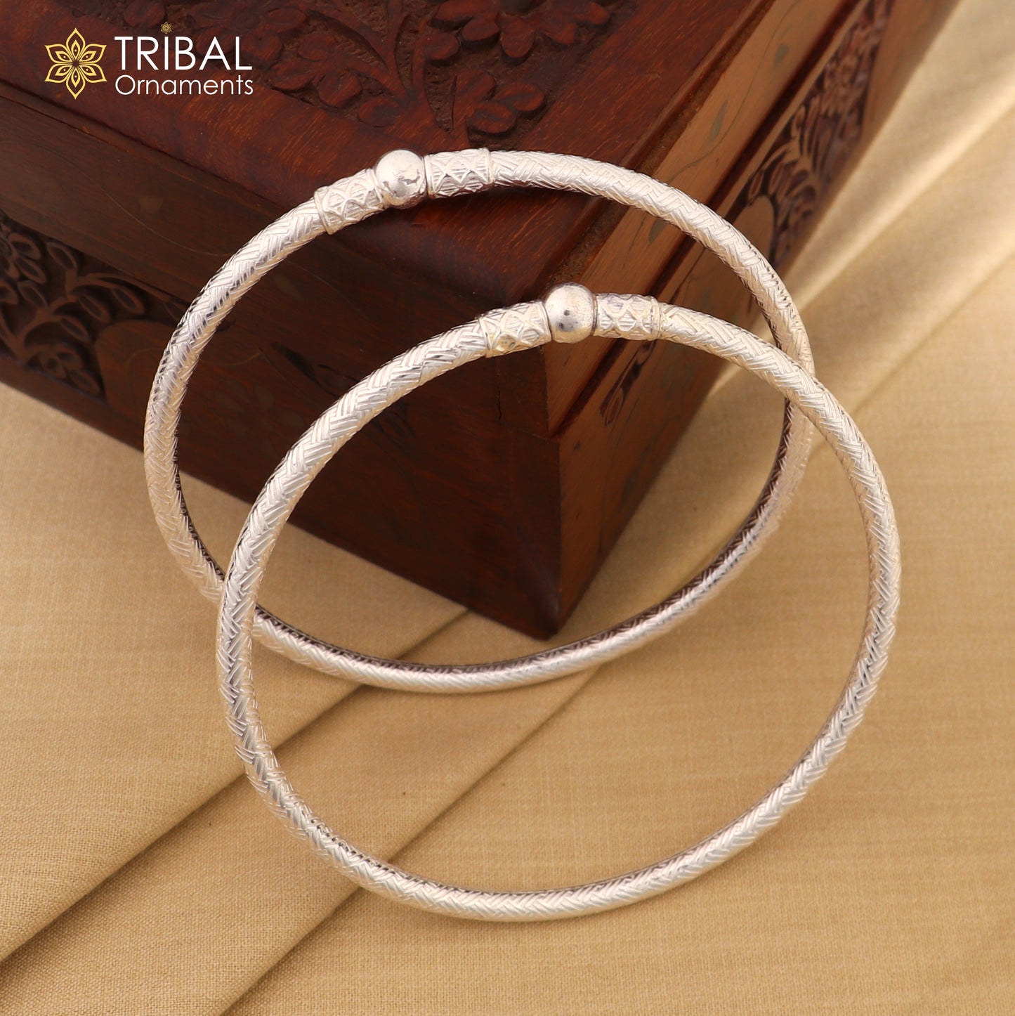 925 Sterling silver traditional women's foot kada ankle bracelet with plain design, tribal jewelry customized for women.