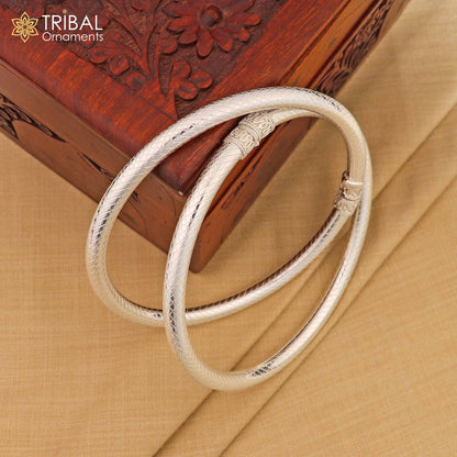925 Sterling silver traditional women's foot kada ankle bracelet with plain design, tribal jewelry style, customized and elegant.