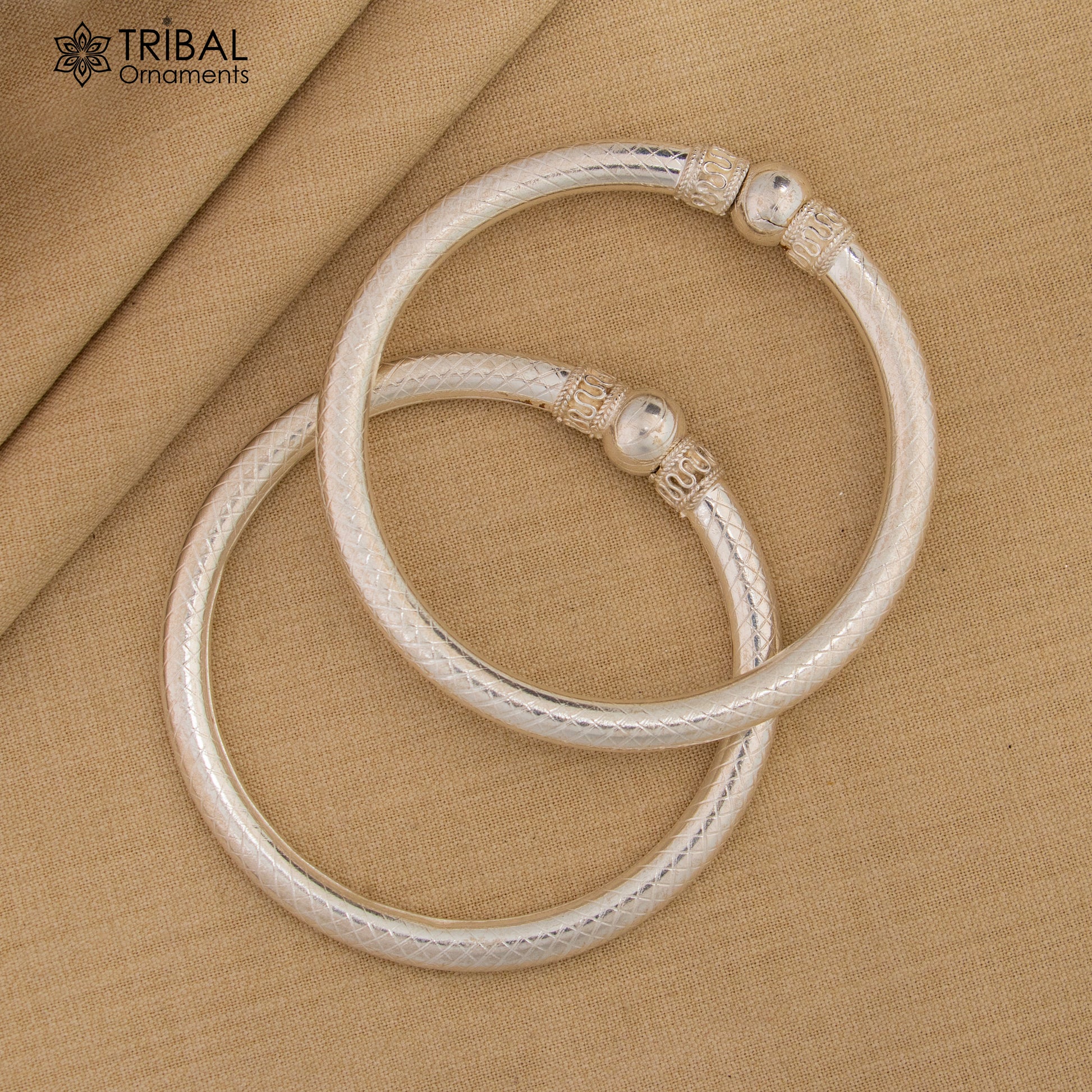 925 sterling silver plain shine ball design bangle bracelet kada,tribal ethnic kada bangle nba416 - TRIBAL ORNAMENTS