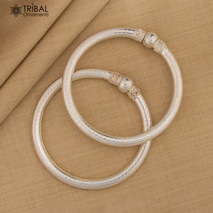 925 sterling silver plain shine ball design bangle bracelet kada,tribal ethnic kada bangle nba416 - TRIBAL ORNAMENTS