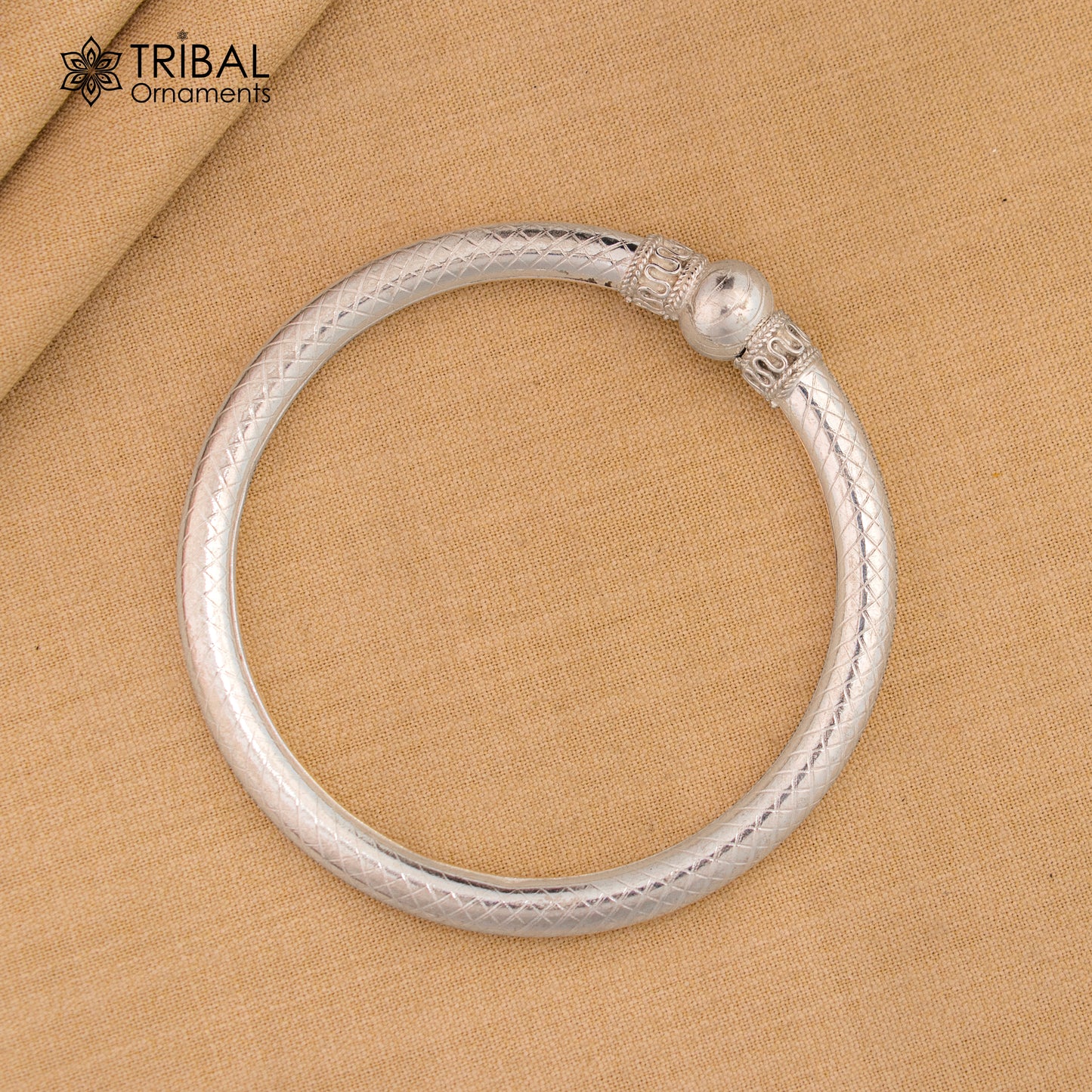 925 sterling silver plain shine ball design bangle bracelet kada,tribal ethnic kada bangle nba416 - TRIBAL ORNAMENTS
