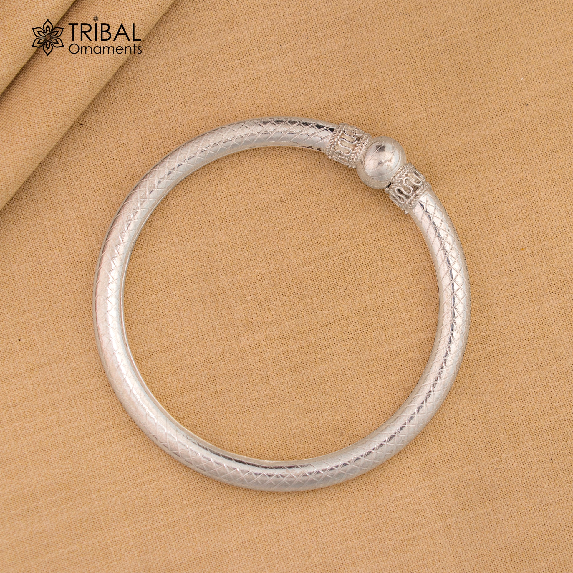 925 sterling silver plain shine ball design bangle bracelet kada,tribal ethnic kada bangle nba416 - TRIBAL ORNAMENTS