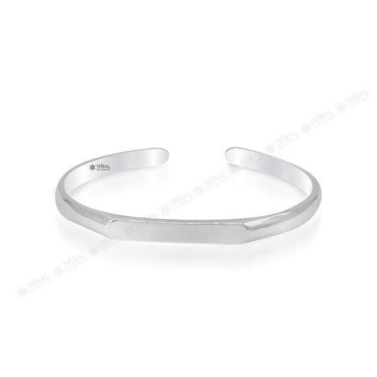 925 sterling silver plain shiny bright bangle bracelet kada, excellent personalized gifting adjustable fancy bangle men's or girls cuff65 - TRIBAL ORNAMENTS