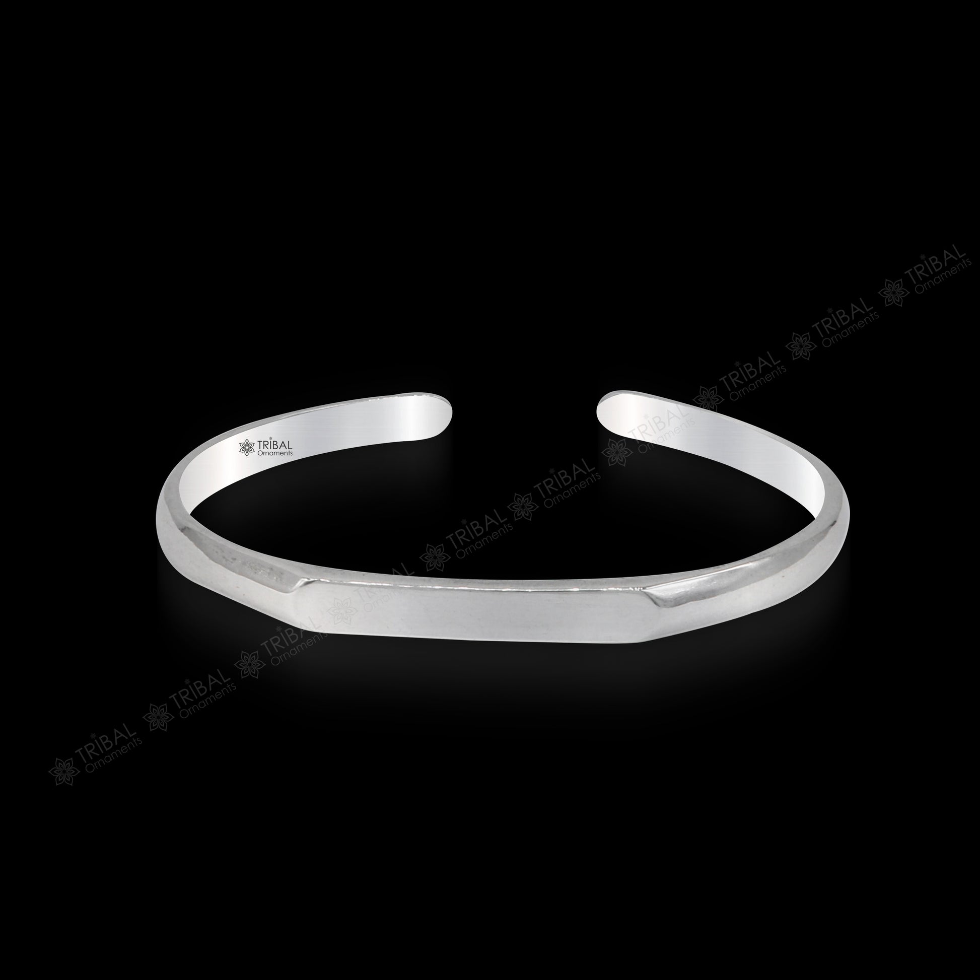925 sterling silver plain shiny bright bangle bracelet kada, excellent personalized gifting adjustable fancy bangle men's or girls cuff65 - TRIBAL ORNAMENTS