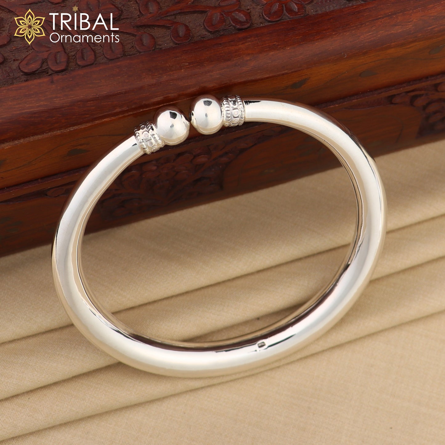 Sterling silver foot bracelet with shiny, plain design, customized ankle kada for belly dance, unisex jewelry by TRIBAL ORNAMENTS