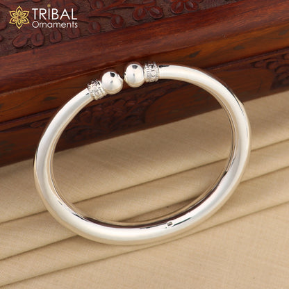 Sterling silver foot bracelet with shiny, plain design, customized ankle kada for belly dance, unisex jewelry by TRIBAL ORNAMENTS