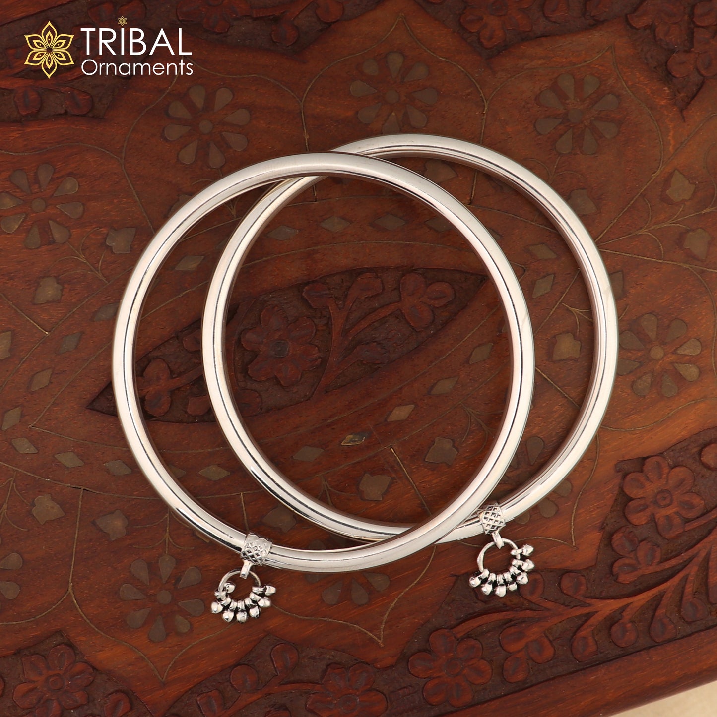 925 sterling silver plain shiny design  customized foot bracelet, ankle kada hanging drops belly dance sak13 - TRIBAL ORNAMENTS