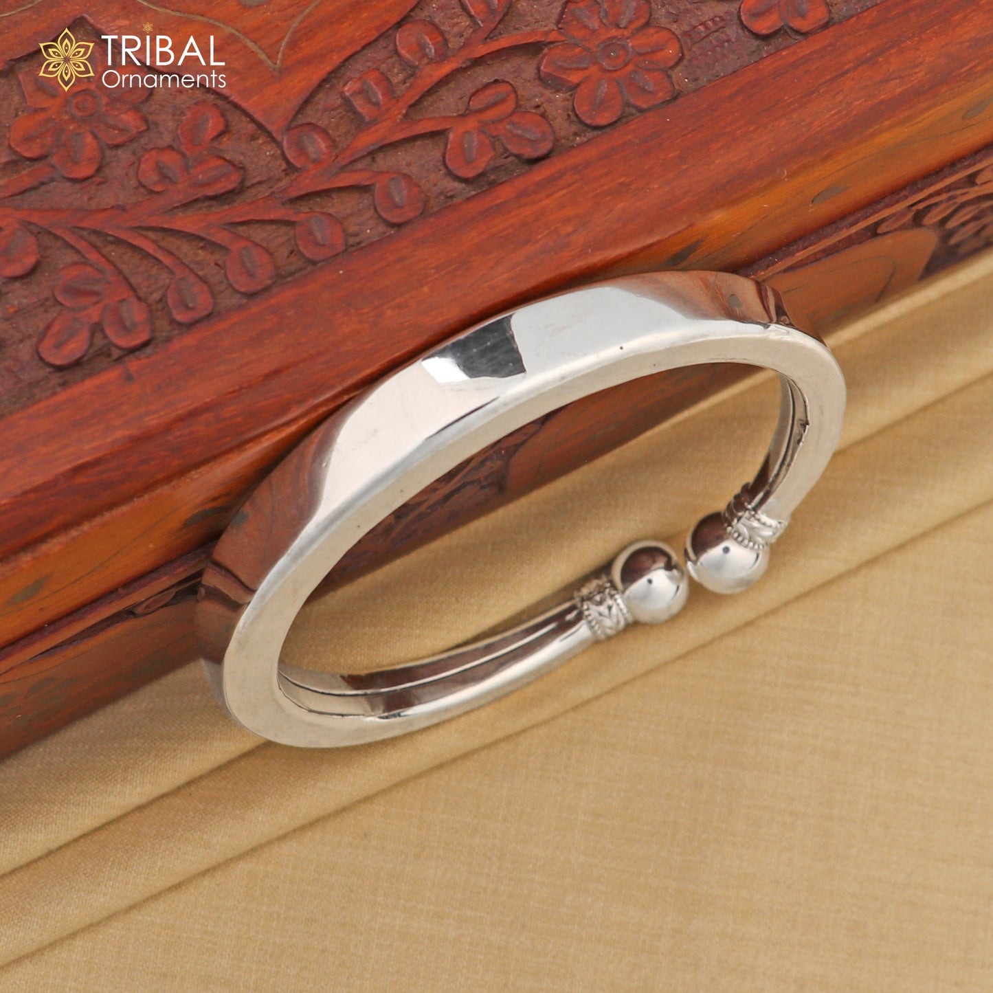 925 sterling silver plain shiny design foot bracelet ankle kada ethnic tribal jewelry for unisex nsfk111 - TRIBAL ORNAMENTS