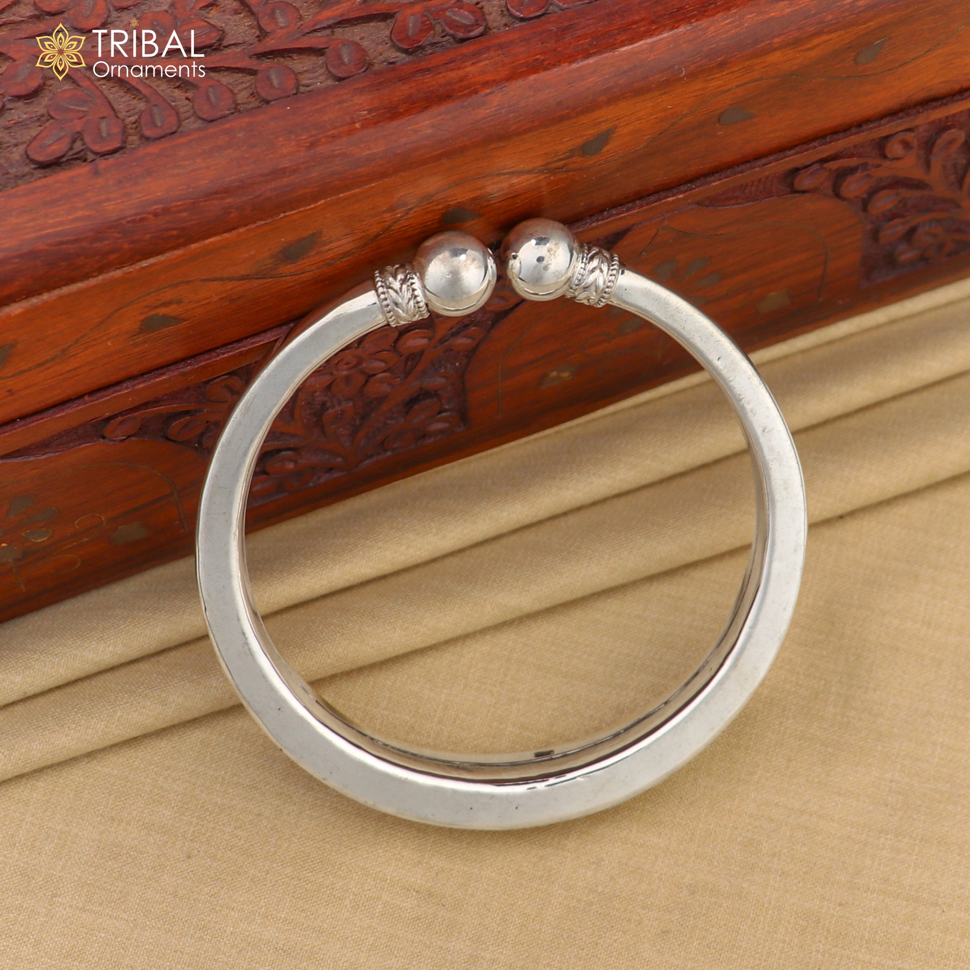 925 sterling silver plain shiny design foot bracelet ankle kada ethnic tribal jewelry for unisex nsfk111 - TRIBAL ORNAMENTS