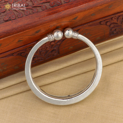 Sterling silver foot bracelet ankle kada with shiny, plain tribal design, unisex ethnic tribal jewelry by TRIBAL ORNAMENTS