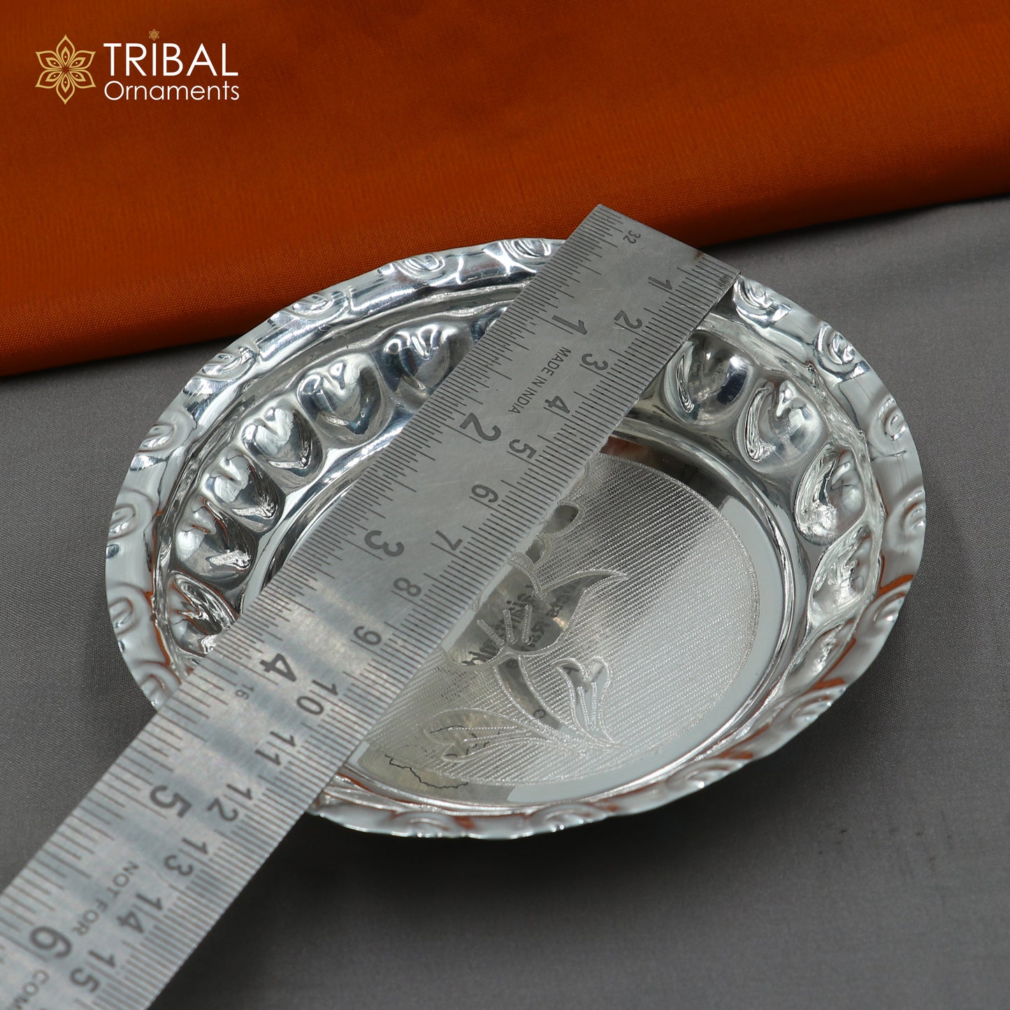 925 sterling silver handmade plate/ tray, best gifting baby food serving silver utensils, silver articles, puja utensils sv309 - TRIBAL ORNAMENTS