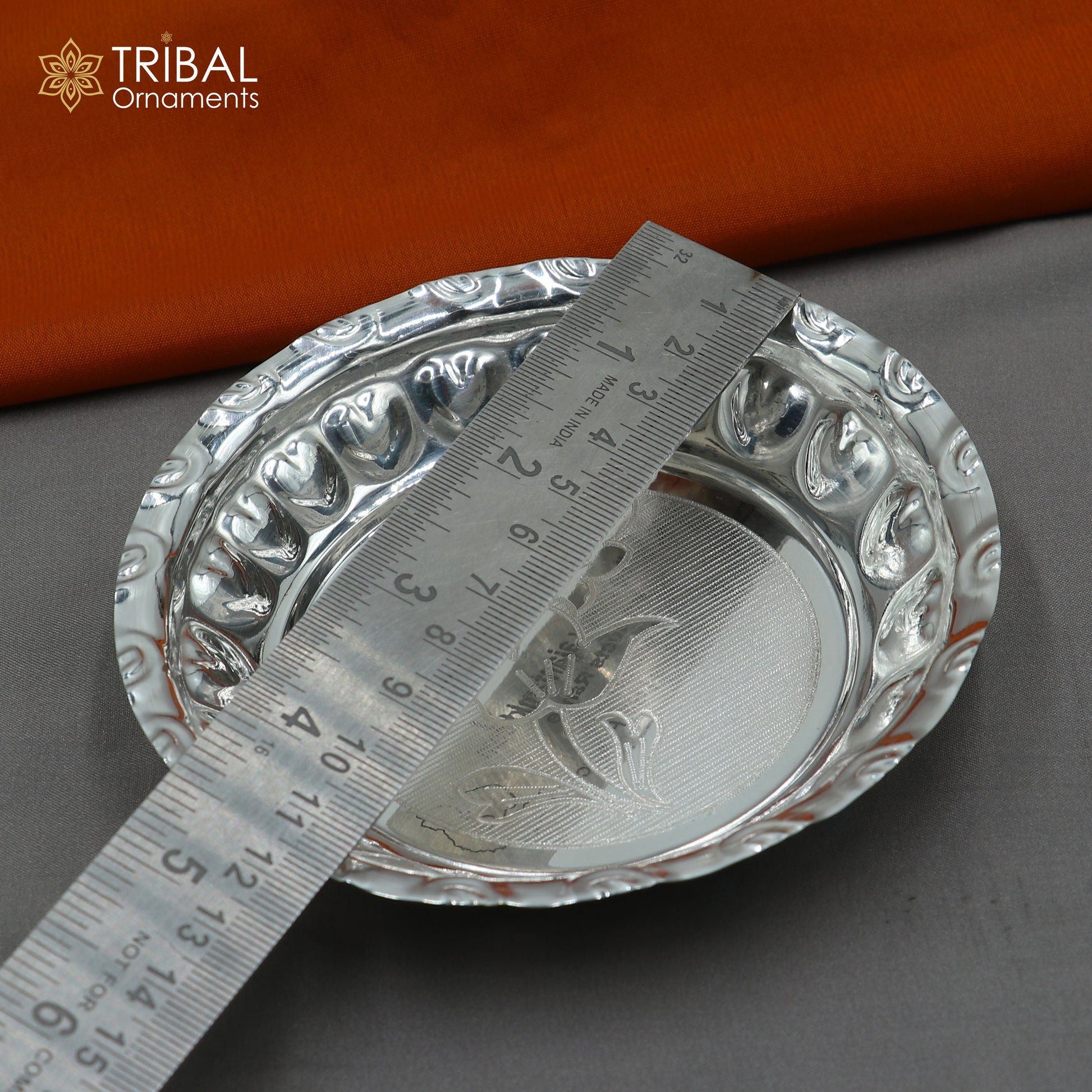 925 sterling silver handmade plate/ tray, best gifting baby food serving silver utensils, silver articles, puja utensils sv309 - TRIBAL ORNAMENTS